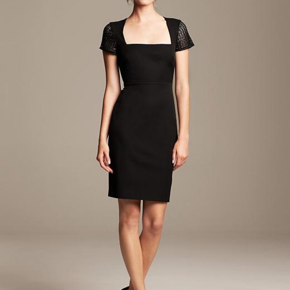ROLAND MOURET for Banana Republic Black Mesh Dress Bodycon Mesh Women Sz 8P